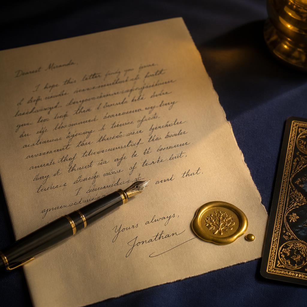 Handwritten letter, fountain pen and warm candlelight prepared for a $25 email psychic reading